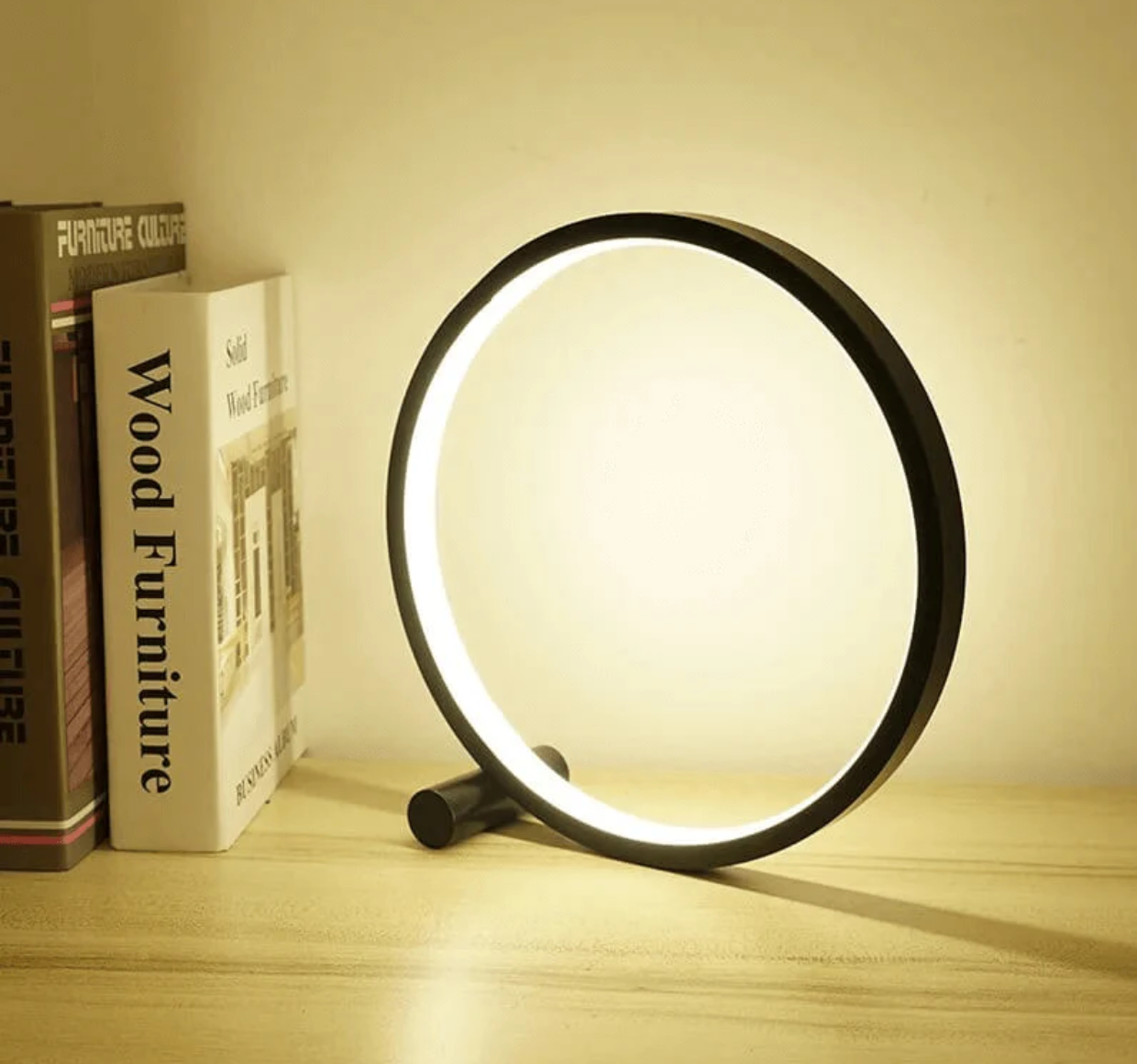 Touch-Controlled LED Table Lamp – Adjustable Brightness in Circle Design