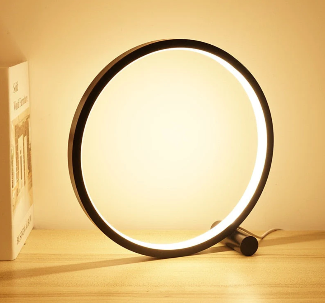 Touch-Controlled LED Table Lamp – Adjustable Brightness in Circle Design