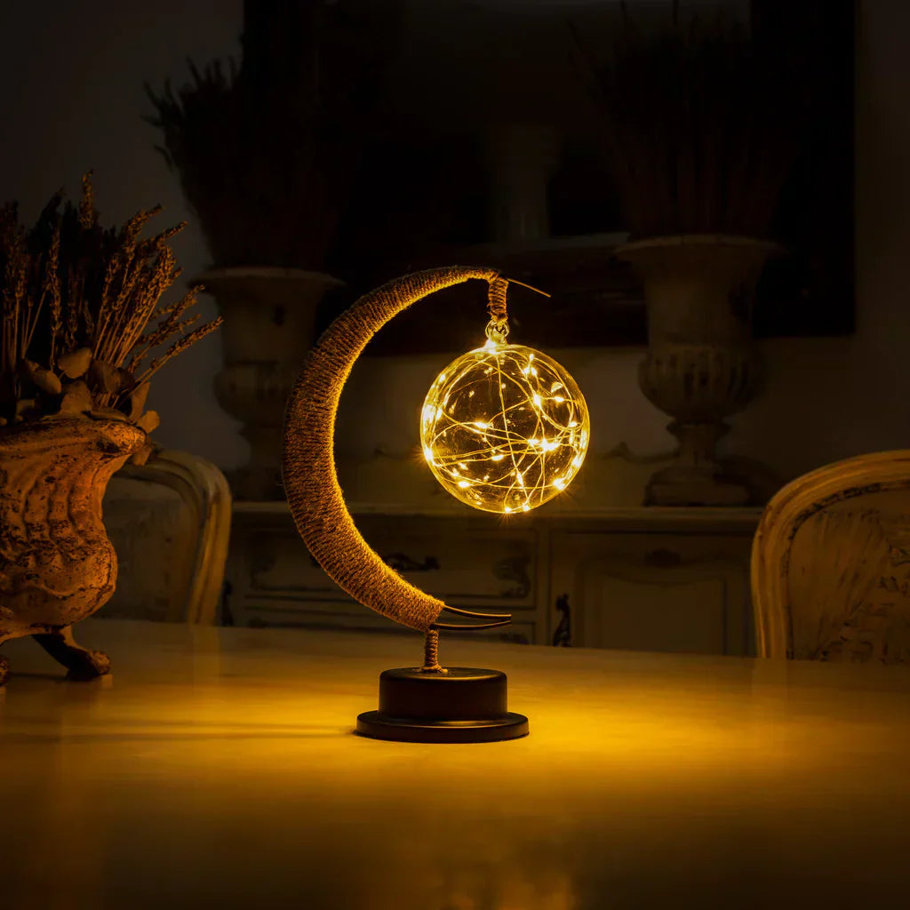 Decorative Table Lamp with Warm Ambient Light - Moon Sphere Design
