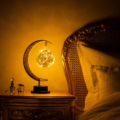 Decorative Table Lamp with Warm Ambient Light - Moon Sphere Design