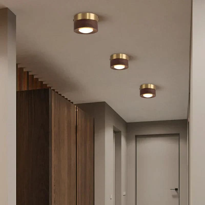 LED Ceiling Light Fixture in Walnut Finish