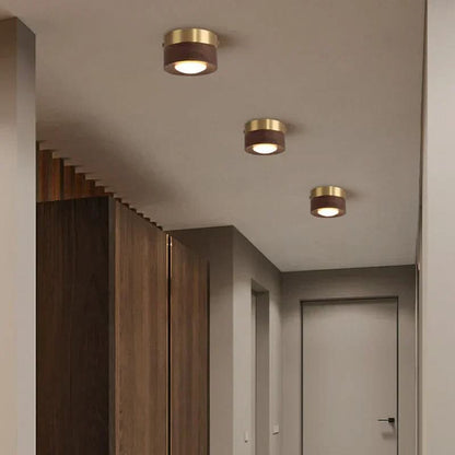 LED Ceiling Light Fixture in Walnut Finish