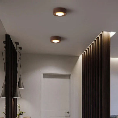 LED Ceiling Light Fixture in Walnut Finish