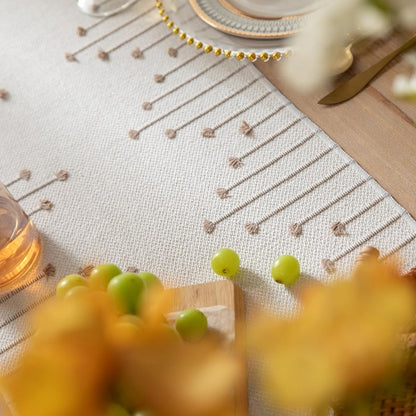 Serene Cotton Tassel Table Runner for Stylish Dining