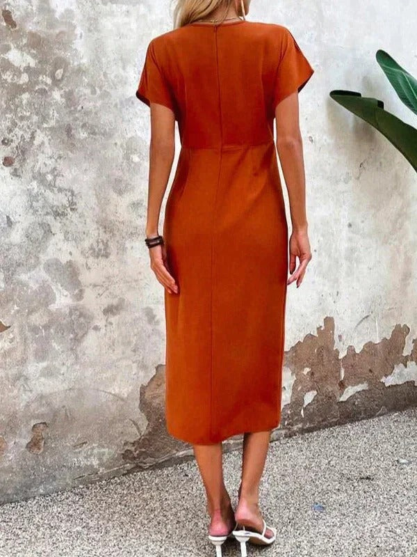 Chic Elegance V-Neck Midi Dress