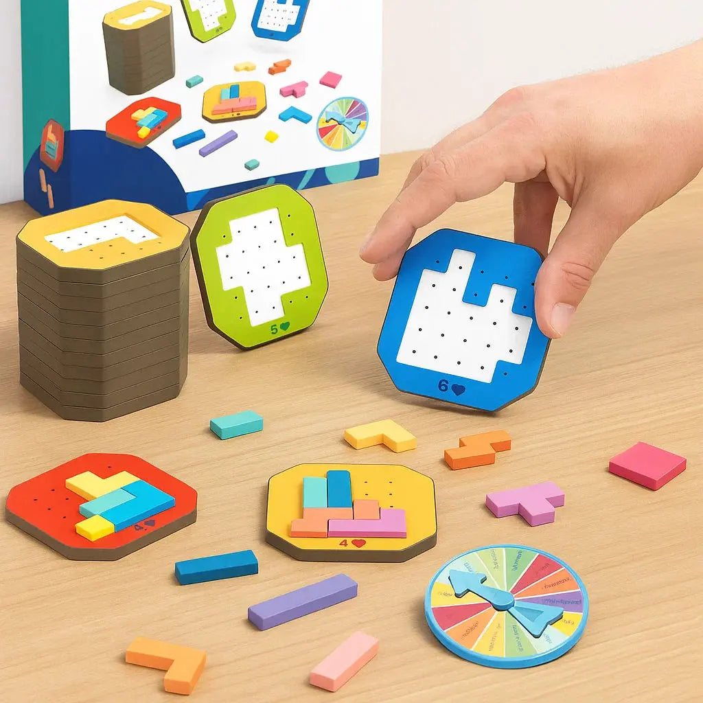 BrainTeaser Challenge | 108 Colorful Pieces with 20 Task Cards
