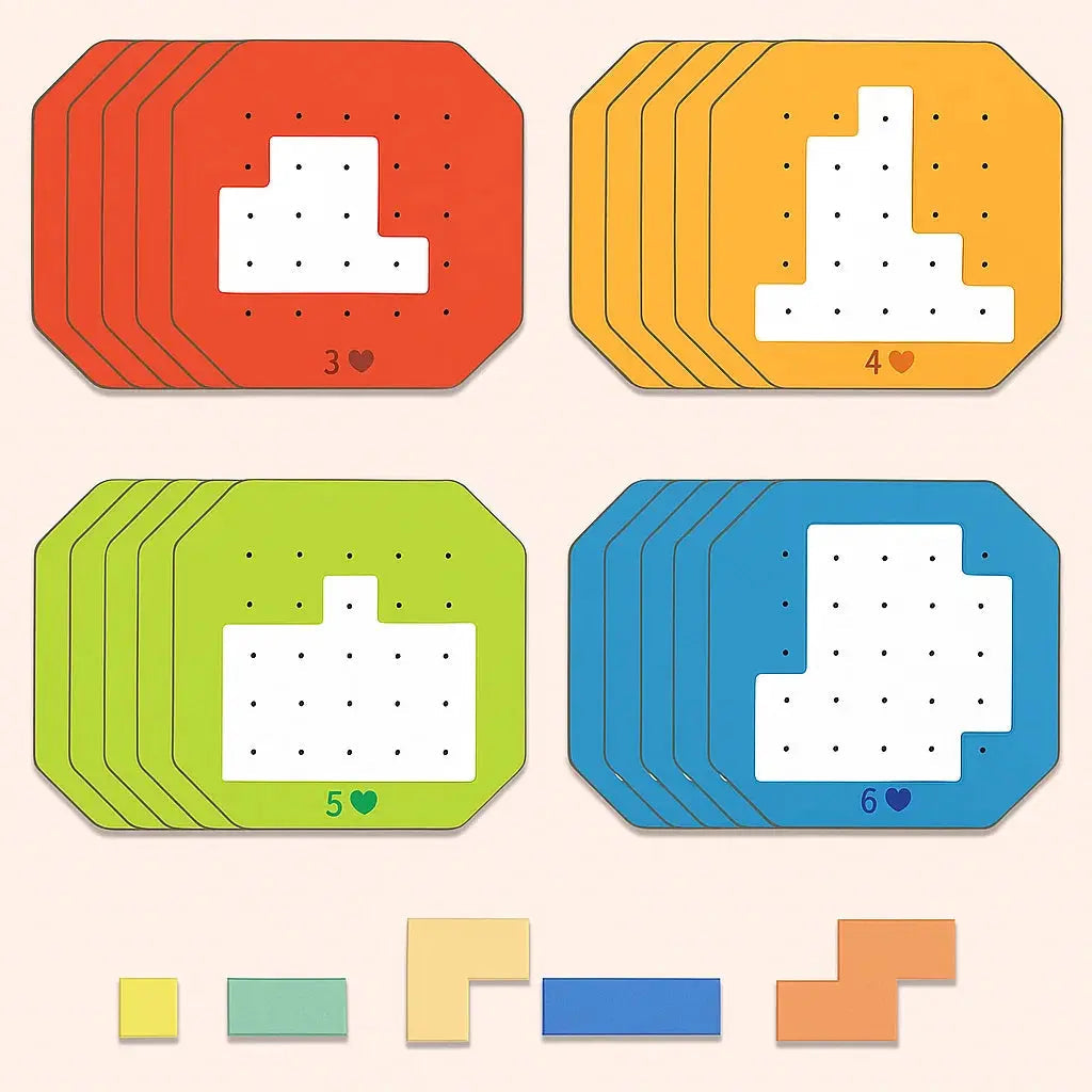 BrainTeaser Challenge | 108 Colorful Pieces with 20 Task Cards