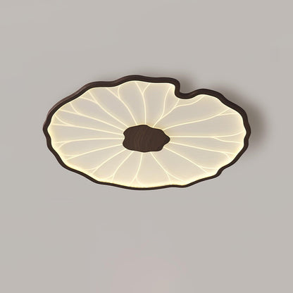 Leaf Design LED Ceiling Light Fixture - Flush Mount Wooden Lamp