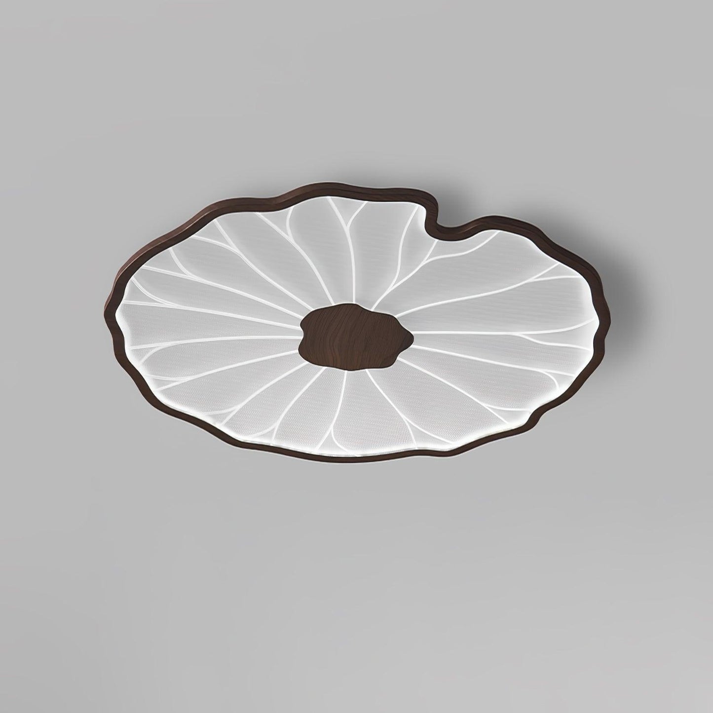Leaf Design LED Ceiling Light Fixture - Flush Mount Wooden Lamp