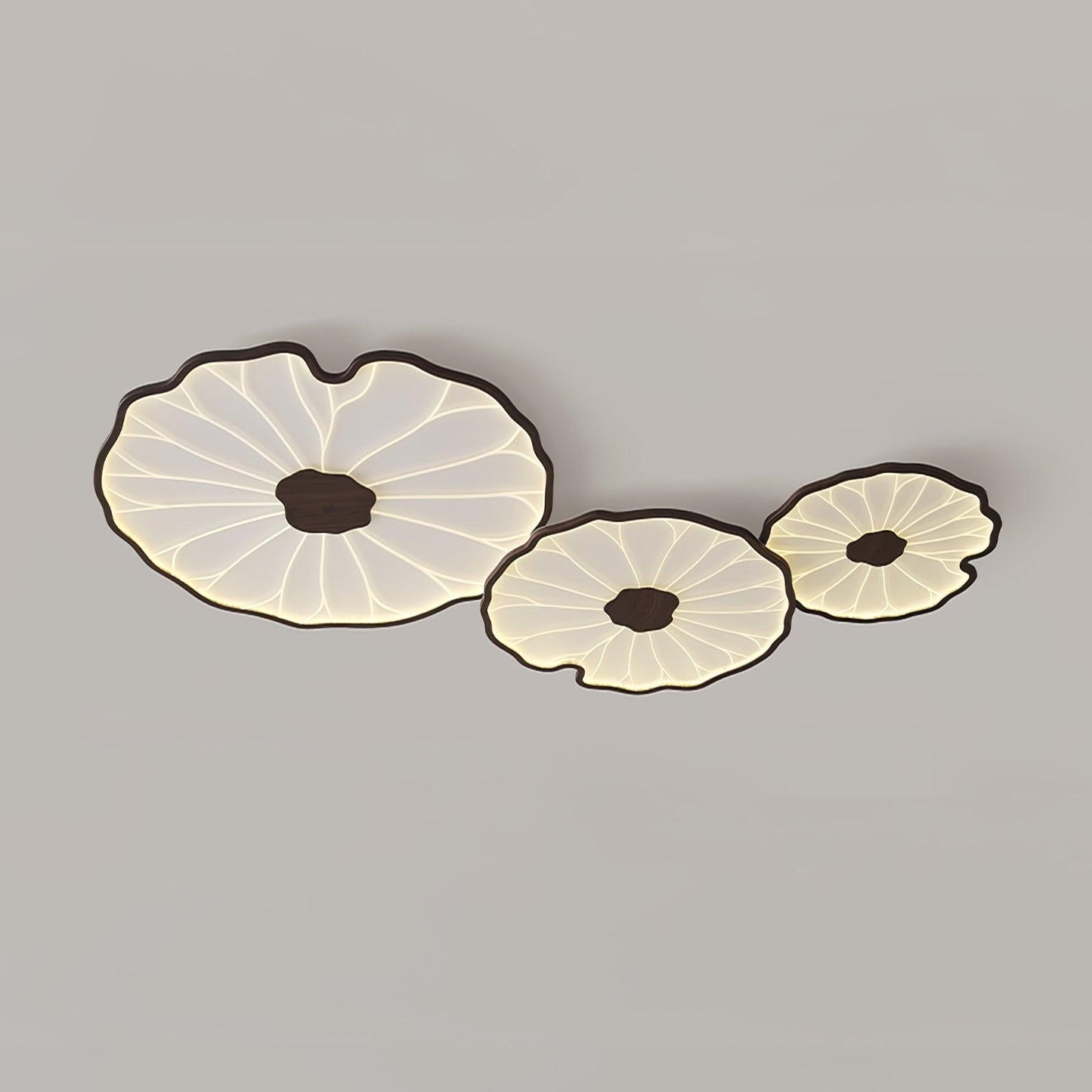 Leaf Design LED Ceiling Light Fixture - Flush Mount Wooden Lamp