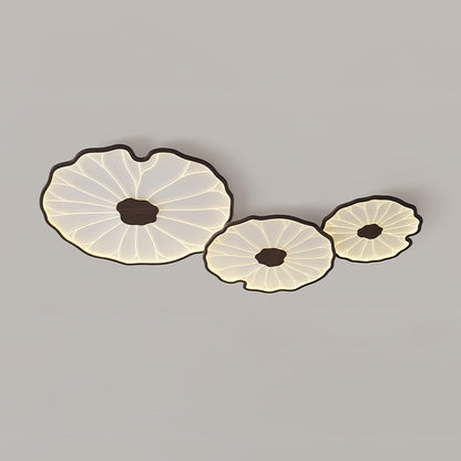 Leaf Design LED Ceiling Light Fixture - Flush Mount Wooden Lamp