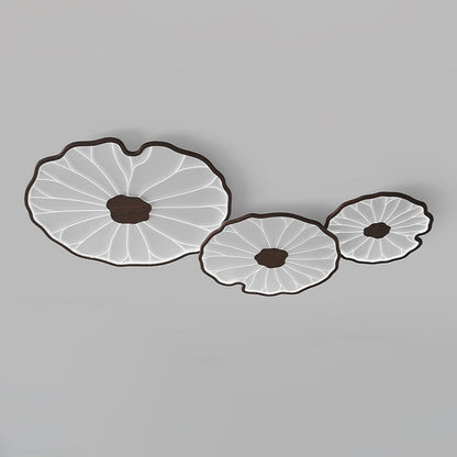Leaf Design LED Ceiling Light Fixture - Flush Mount Wooden Lamp