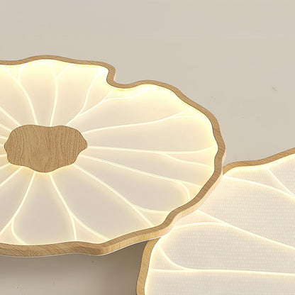 Leaf Design LED Ceiling Light Fixture - Flush Mount Wooden Lamp