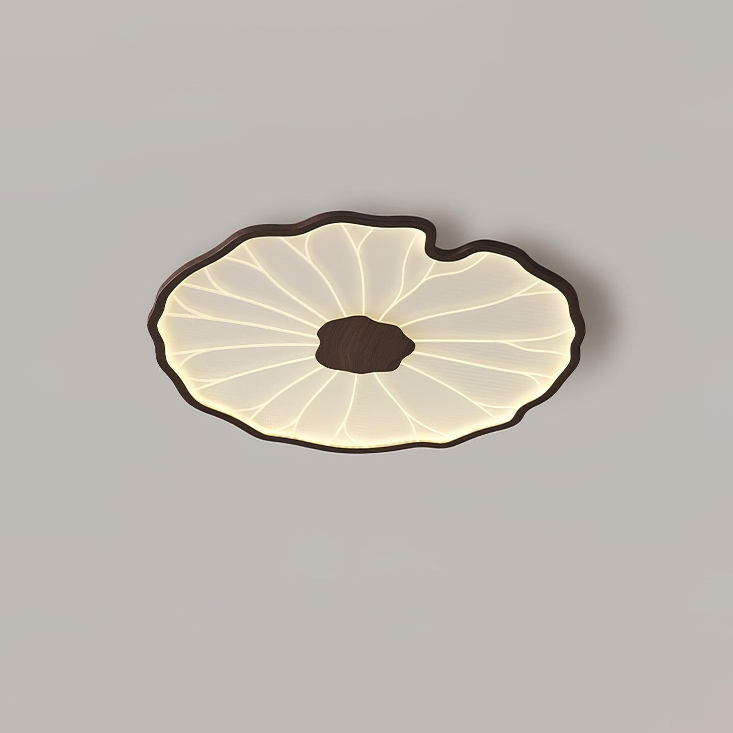 Leaf Design LED Ceiling Light Fixture - Flush Mount Wooden Lamp