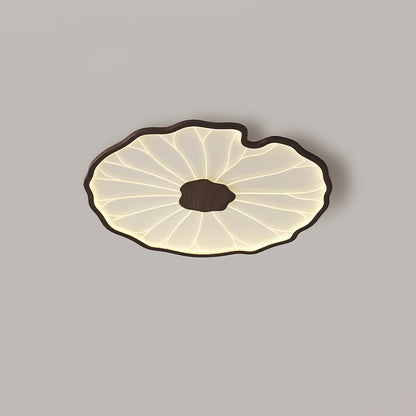 Leaf Design LED Ceiling Light Fixture - Flush Mount Wooden Lamp