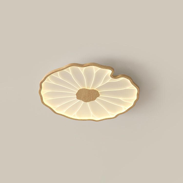 Leaf Design LED Ceiling Light Fixture - Flush Mount Wooden Lamp