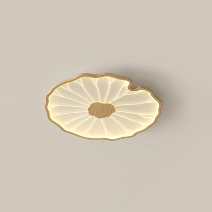 Leaf Design LED Ceiling Light Fixture - Flush Mount Wooden Lamp