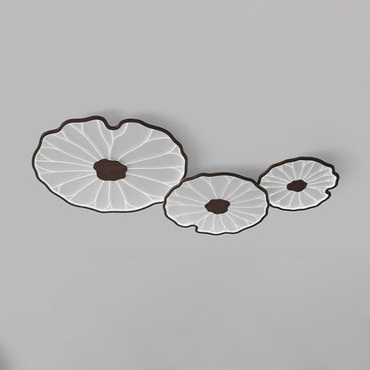 Leaf Design LED Ceiling Light Fixture - Flush Mount Wooden Lamp