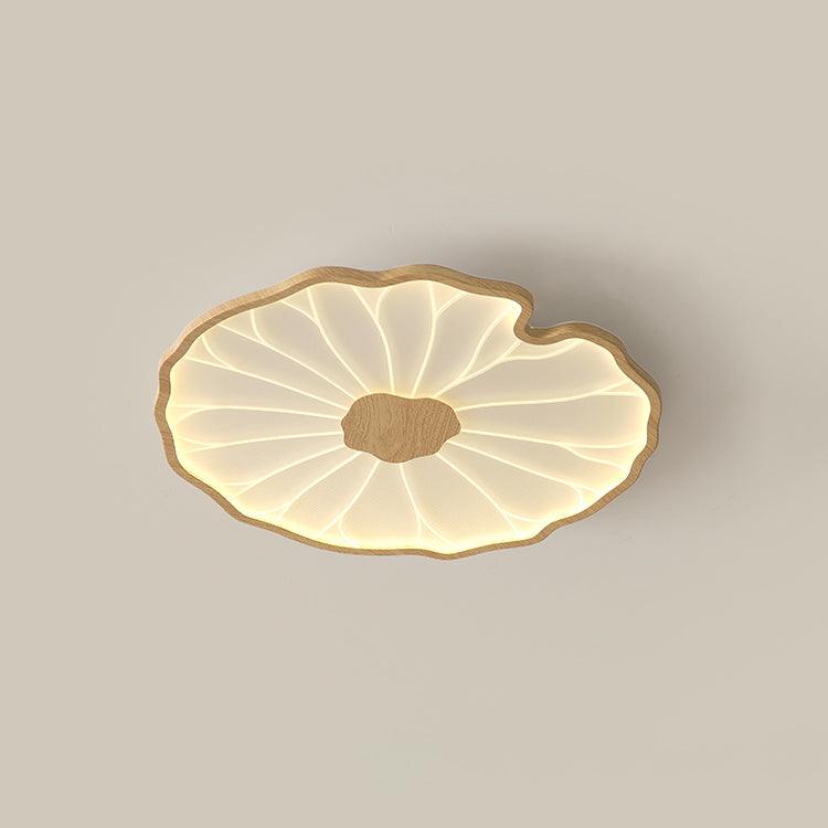 Leaf Design LED Ceiling Light Fixture - Flush Mount Wooden Lamp