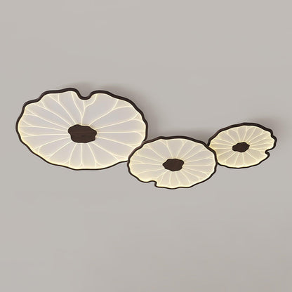Leaf Design LED Ceiling Light Fixture - Flush Mount Wooden Lamp