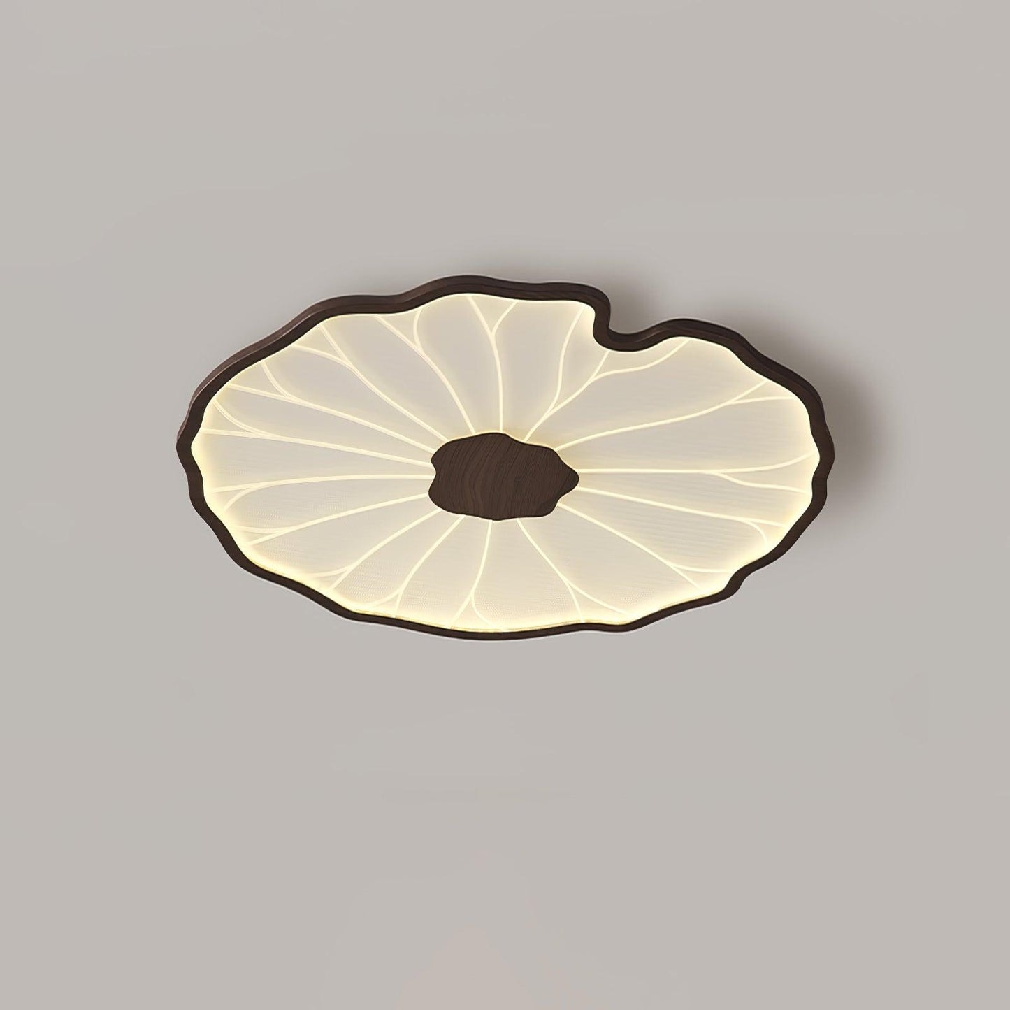 Leaf Design LED Ceiling Light Fixture - Flush Mount Wooden Lamp