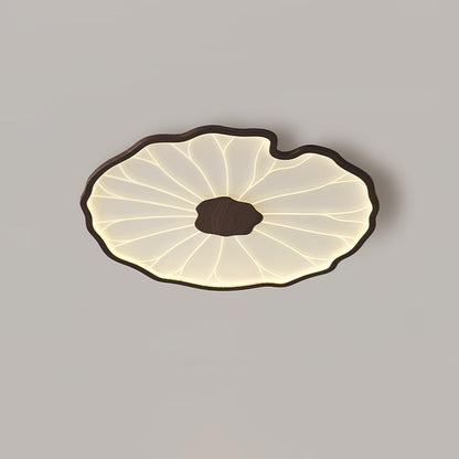 Leaf Design LED Ceiling Light Fixture - Flush Mount Wooden Lamp