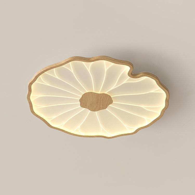 Leaf Design LED Ceiling Light Fixture - Flush Mount Wooden Lamp