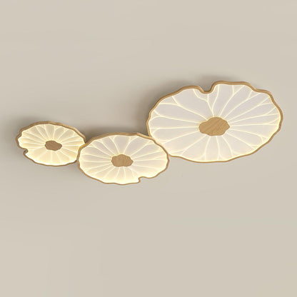Leaf Design LED Ceiling Light Fixture - Flush Mount Wooden Lamp