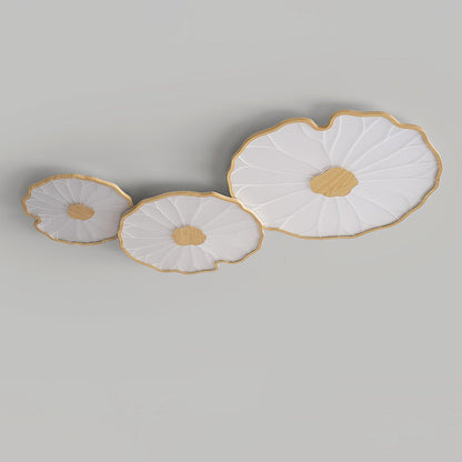 Leaf Design LED Ceiling Light Fixture - Flush Mount Wooden Lamp