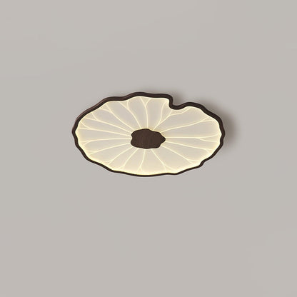 Leaf Design LED Ceiling Light Fixture - Flush Mount Wooden Lamp