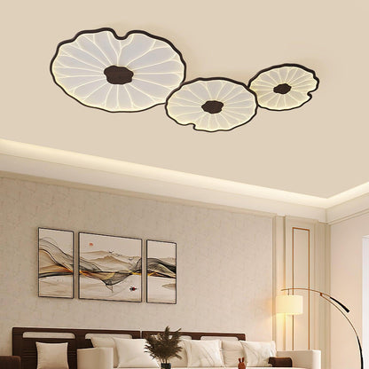 Leaf Design LED Ceiling Light Fixture - Flush Mount Wooden Lamp
