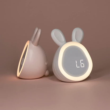 Bunny Night Light Alarm Clock for Kids with Soft Sound Feature