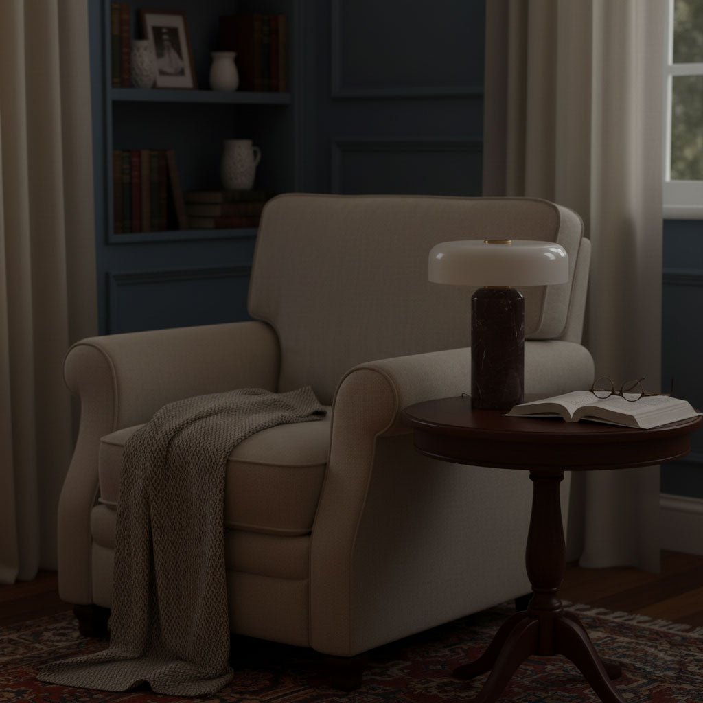 LED Touch-Control Table Lamps with Contemporary Marble Base