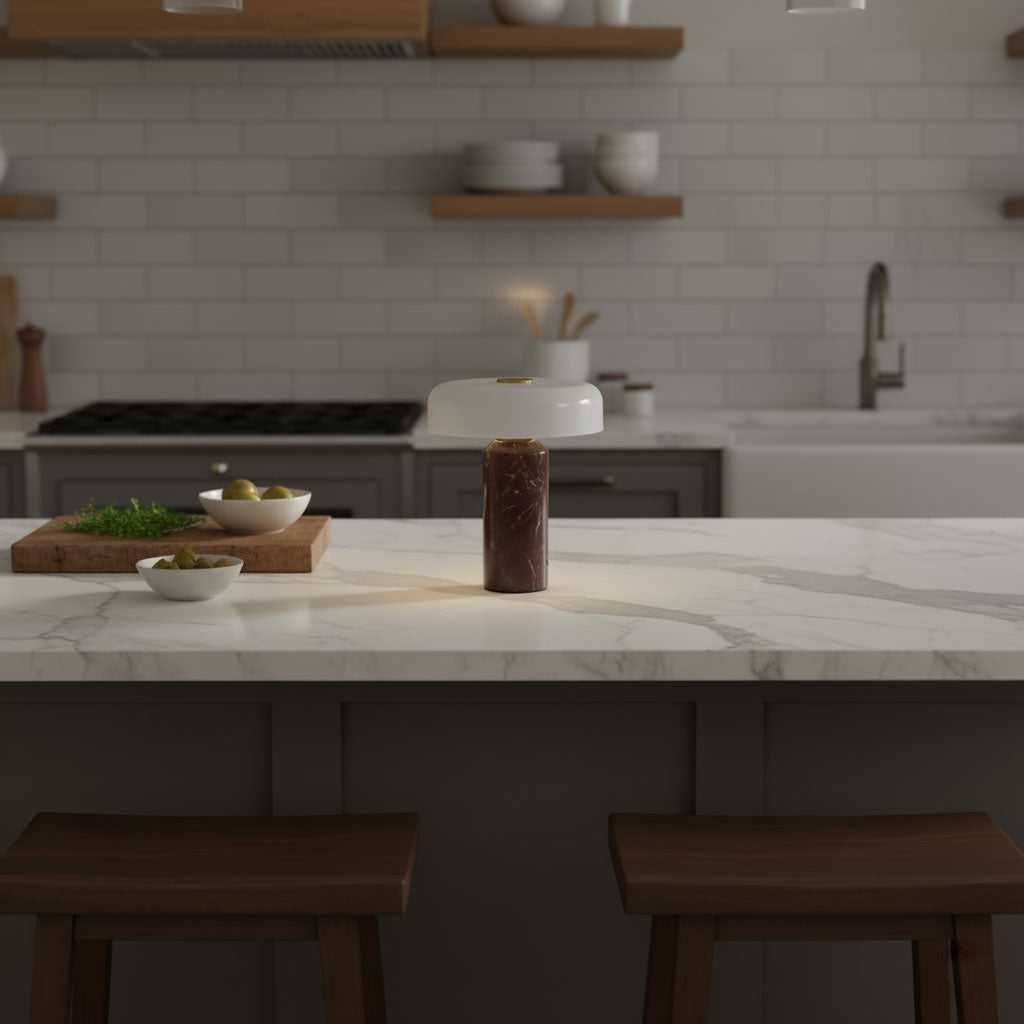 LED Touch-Control Table Lamps with Contemporary Marble Base