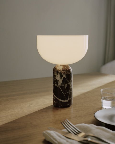 Marble Table Lamp with Opaline Glass and Brass Detailing for Nightstands