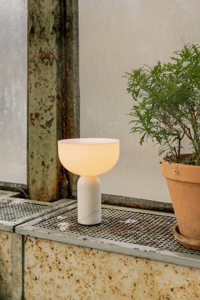 Marble Table Lamp with Opaline Glass and Brass Detailing for Nightstands