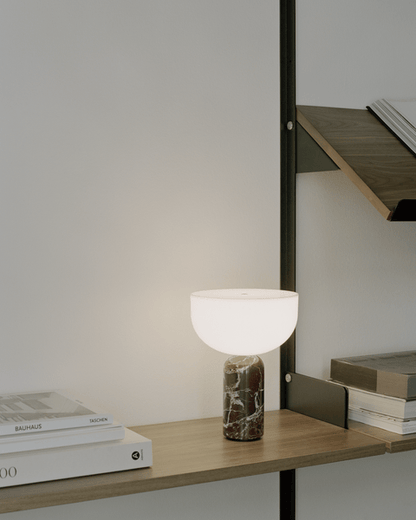 Marble Table Lamp with Opaline Glass and Brass Detailing for Nightstands