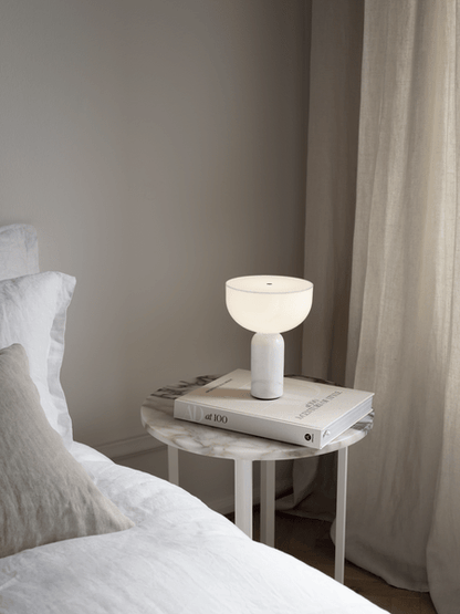 Marble Table Lamp with Opaline Glass and Brass Detailing for Nightstands