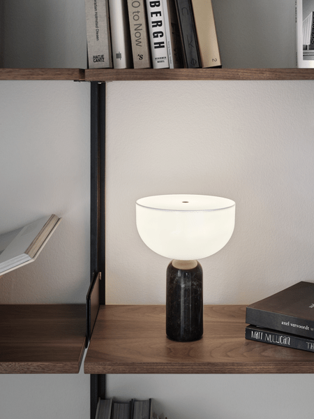 Marble Table Lamp with Opaline Glass and Brass Detailing for Nightstands