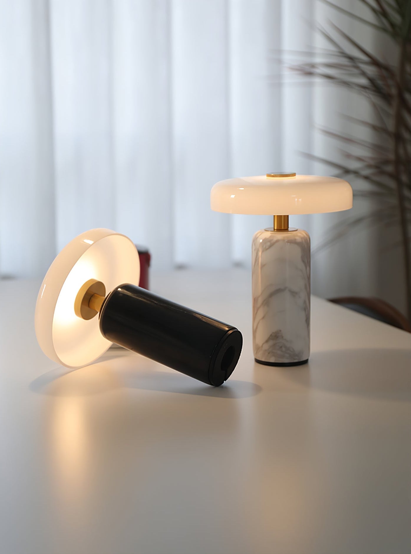 LED Touch-Control Table Lamps with Contemporary Marble Base