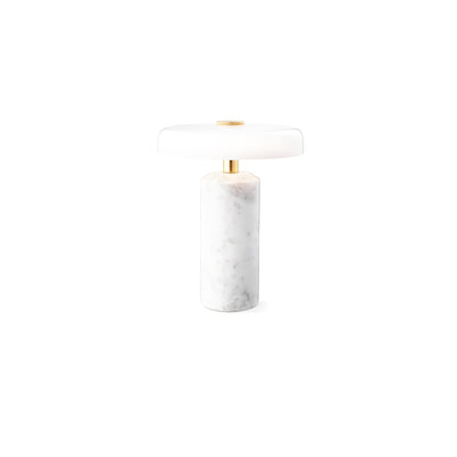 Marble Table Lamp with Opaline Glass and Brass Detailing for Nightstands