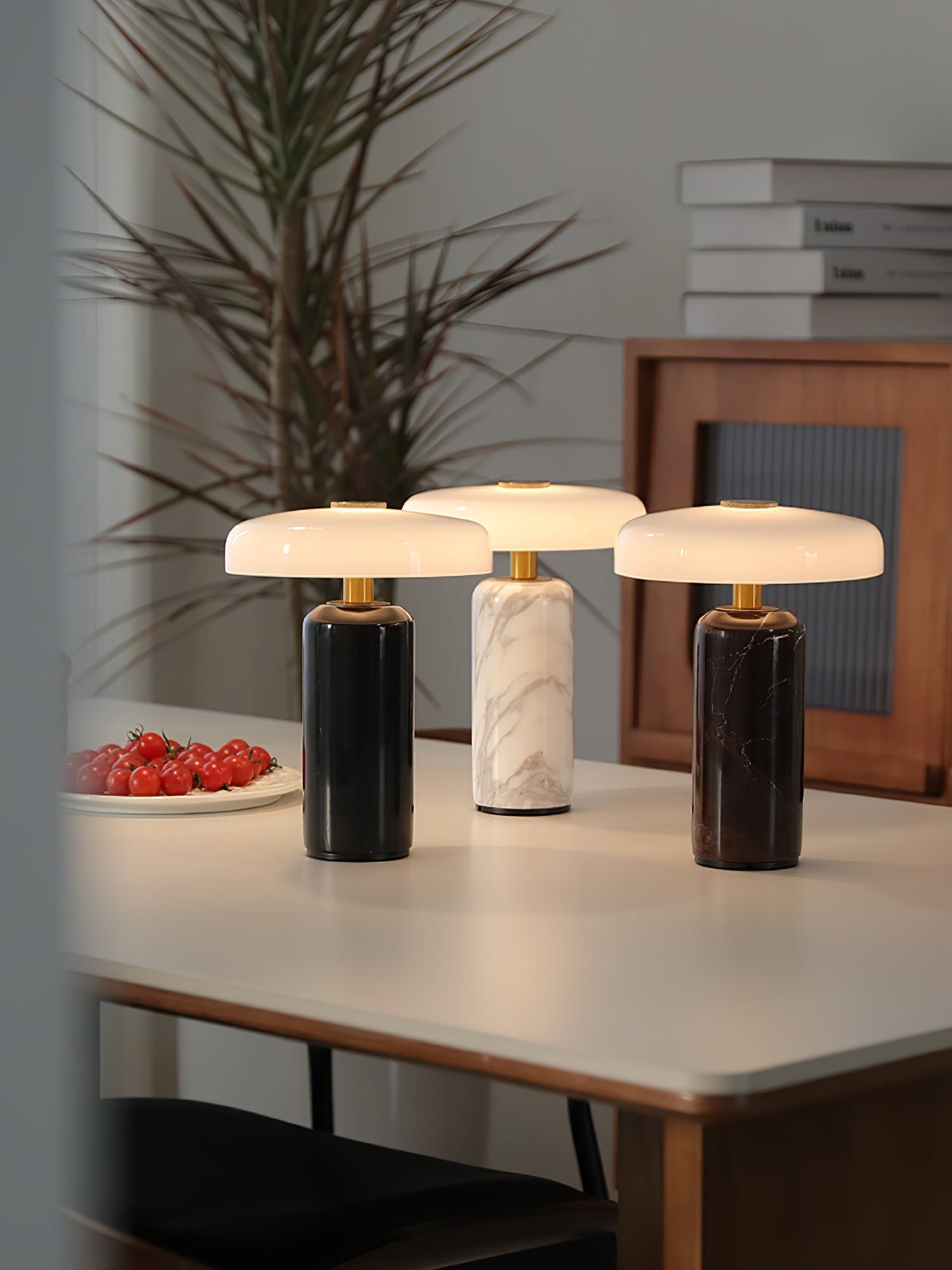 LED Touch-Control Table Lamps with Contemporary Marble Base