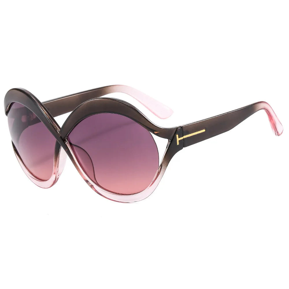 Round Oversized Sunglasses with UV400 Protection - Trendy and Lightweight