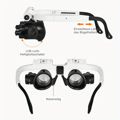 Precision Magnifying Glasses with LED | 8x, 15x, 23x Magnification | Hands-Free | DetailVision