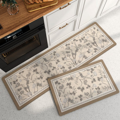 Vibrant Floral-Striped Comfort Mat for Your Kitchen