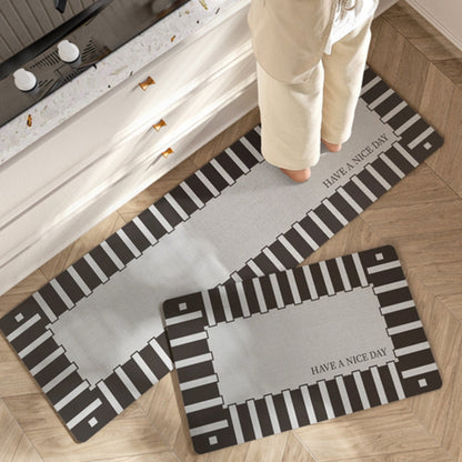 Vibrant Floral-Striped Comfort Mat for Your Kitchen