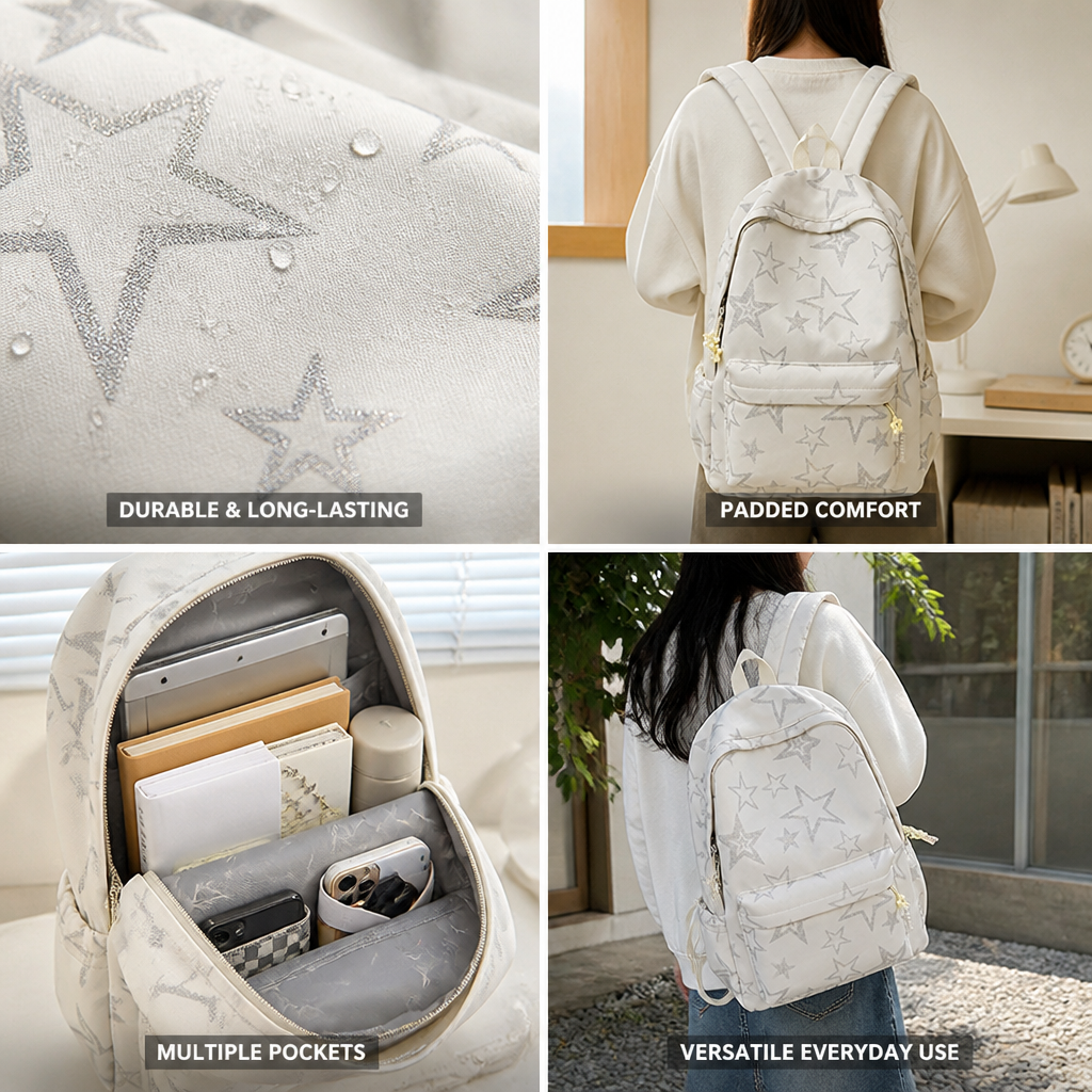 Stylish and Sturdy School Backpack with Star Design