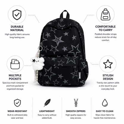 Stylish and Sturdy School Backpack with Star Design
