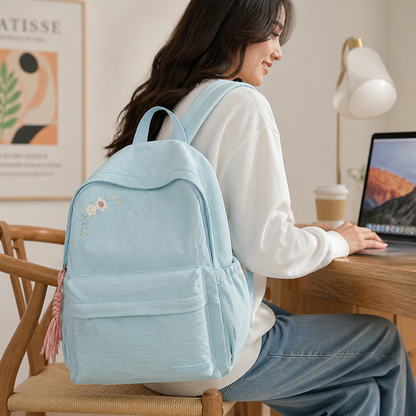 Chic Floral Pattern Multi-Compartment Backpack