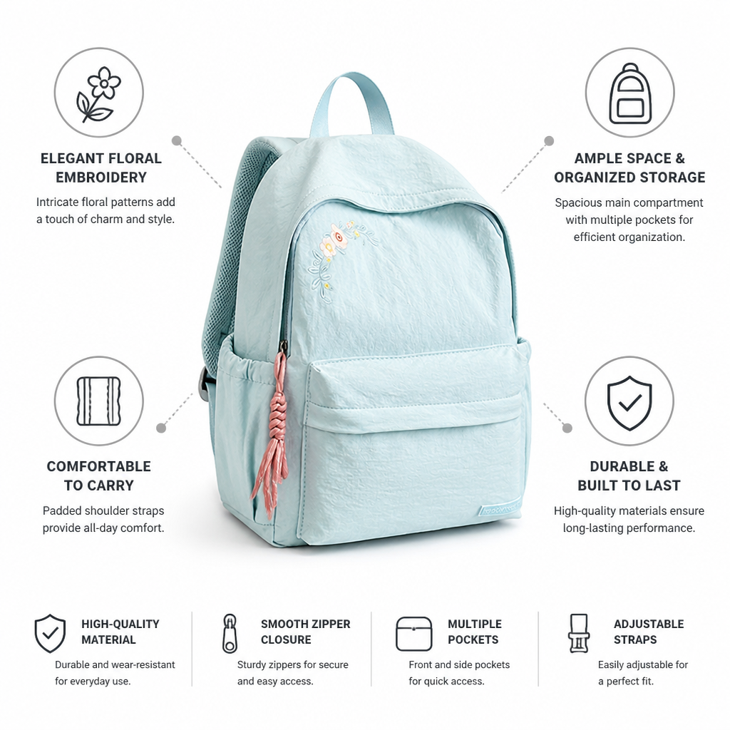 Chic Floral Pattern Multi-Compartment Backpack